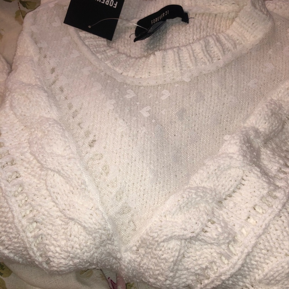 Heart Print Mesh Cable Sweater - Picture 5 of 5